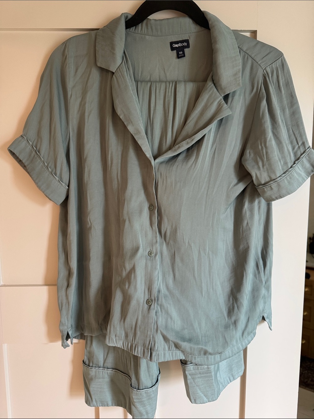GAP Sage Green Short Sleeve Button-Front pajama top and matching pants